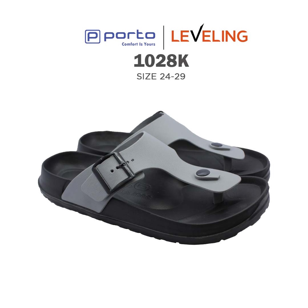 1028K - Porto Leveling Sandal Jepit Harian Kasual Anak Laki-Laki Perempuan Size 24 -29 Karet Kuat Tidak Licin