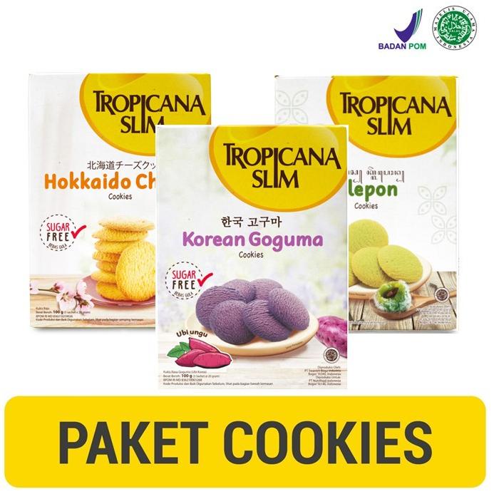 

2.2 Paket Cookies 3 Rasa - Tropicana Slim Klepon Cookies, Hokkaido, dan Korean Goguma Cookies Free Ongkir