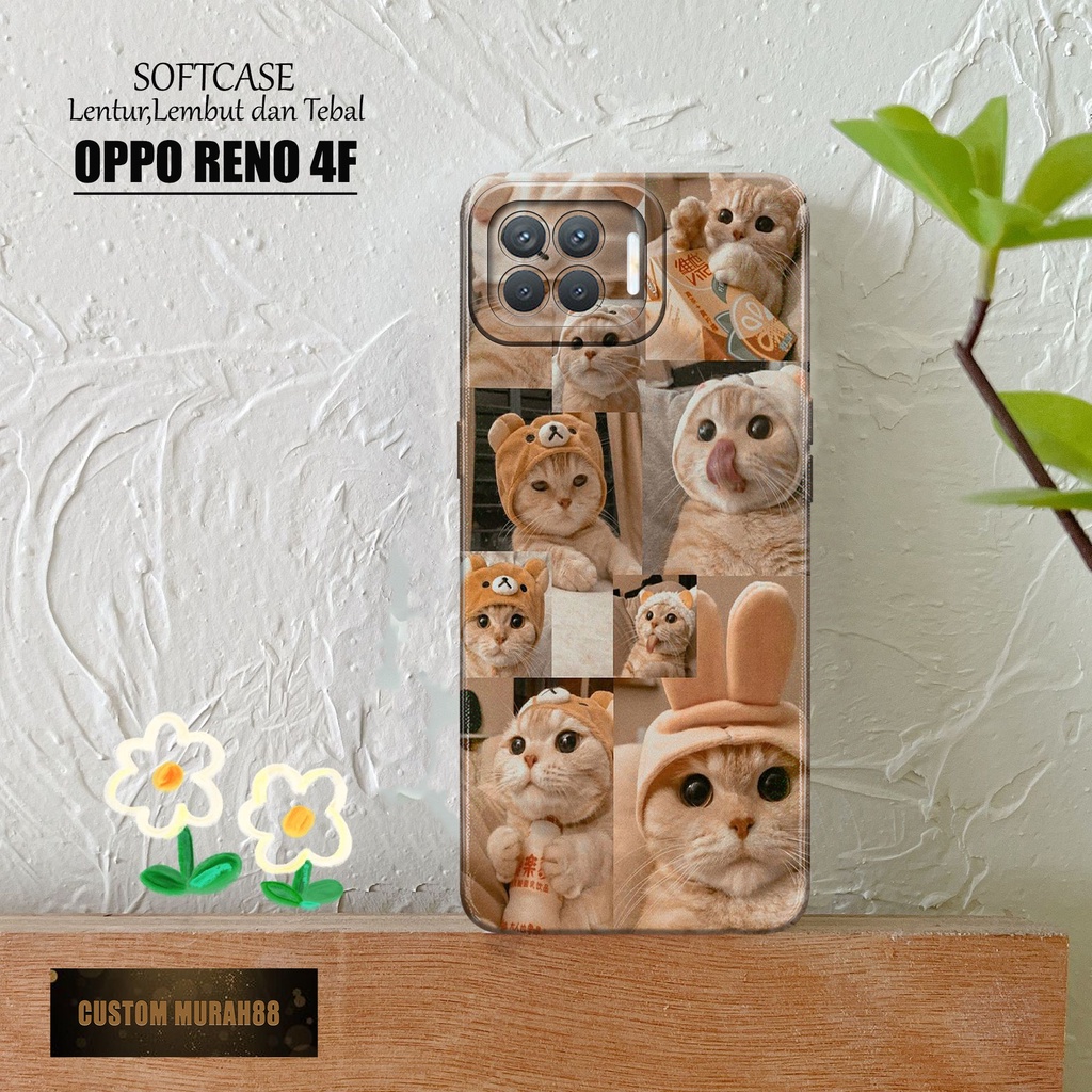 Case Hp Oppo Reno 4F Terbaracu - Fashion Case KUCING - Casing Oppo Reno 4F Terbaru - Softcase Hp Opp