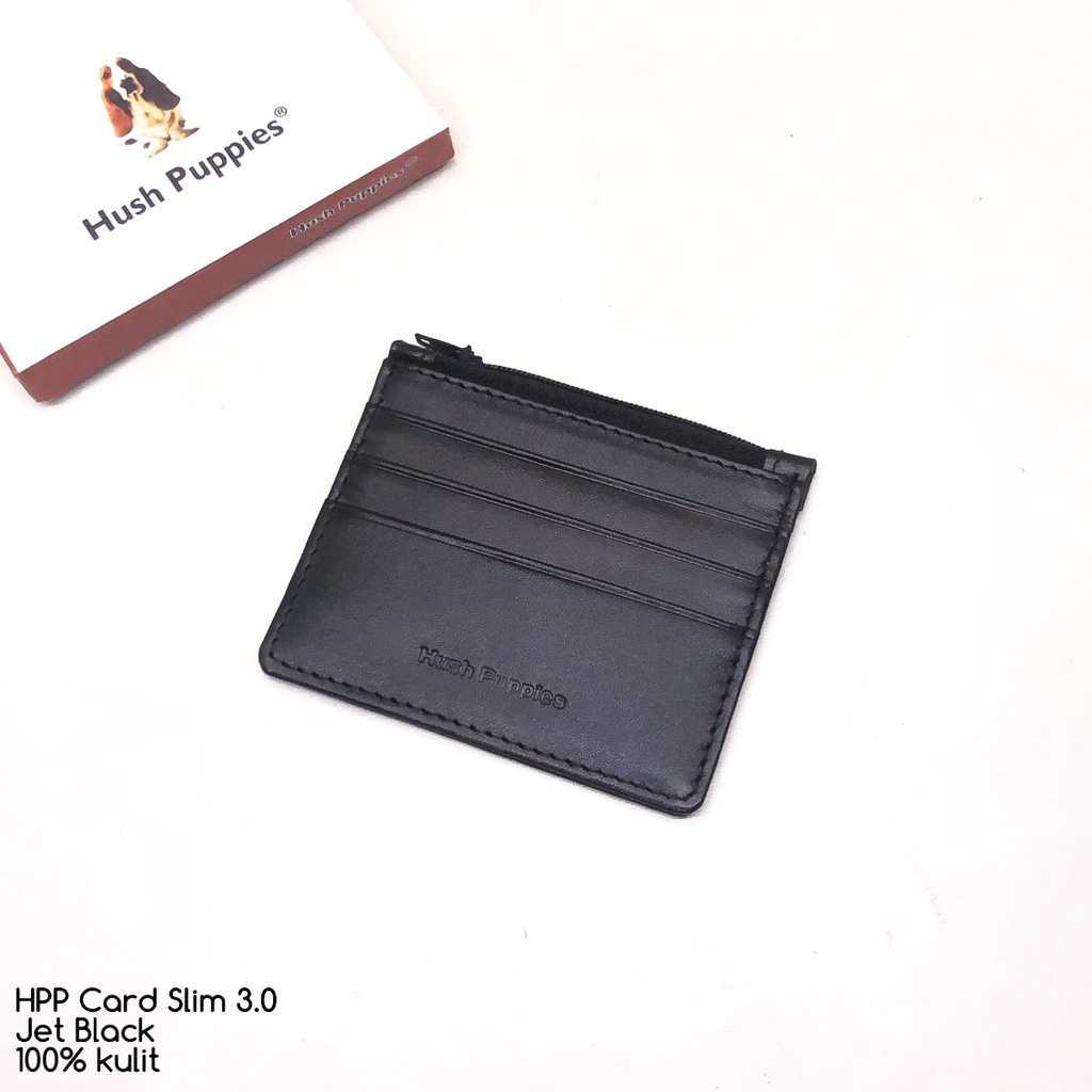 dompet kartu hushpuppies card slim 3.0 jet black premium quality dompet pria dompet kulit