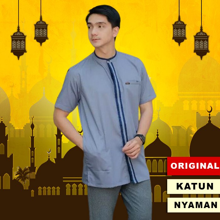 Baju Kemeja Koko Kurta Ammu Pria Dewasa Lengan Tangan Pendek Cole Hitam Terbaru 2023 Katun Premium B