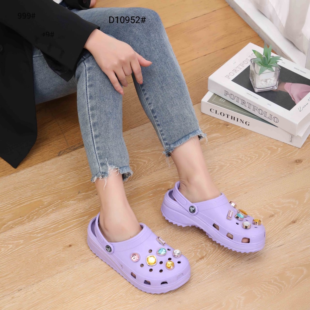 Fashion Crocs Classic Bae Clog Stud Diamond For Women Slip Sandals  D10952