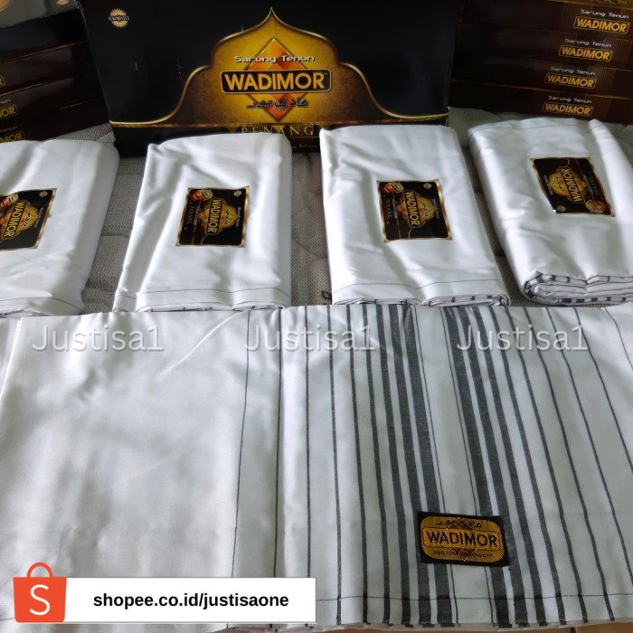 SARUNG WADIMOR Hitam Polos dan Putih Tumpal Kain Samping Sholat Santri Putra Dewasa Anak Laki Remaja Tanggung Pria Cowo Cowok SMP Jumbo Alat Solat Shalat Duduk Muslim Katun Tenun Warna Grosir Premium Motif Gajah Original Untuk Paket Hampers Peci Baju Koko