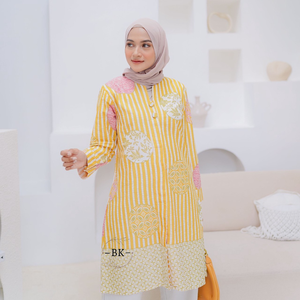 Tunik Batik Wanita Modern Atasan Batik Kerja Kantor Wanita Batik Soft Pastel