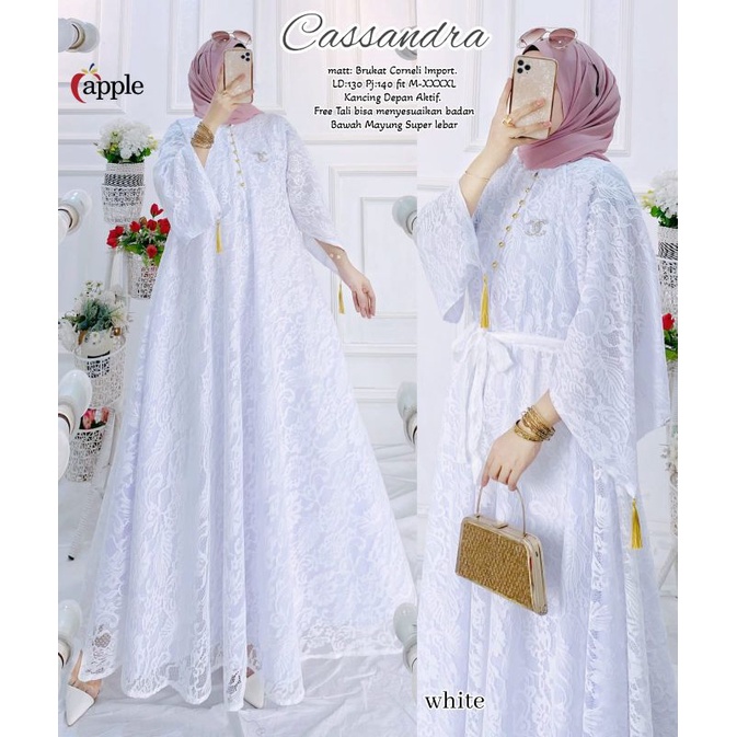 cassandra gamis brukat premium ori apple gamis jumbo ld 130 xxl xxxl kaftan brukat gamis mewah dress