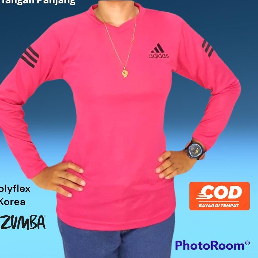 [COD] Baju senam tangan panjang kaos atasan olahraga aerobic gym voli wanita Model Baru .