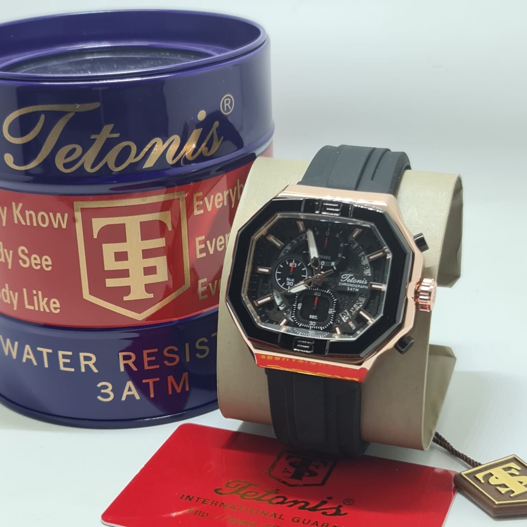 BEST SELLER JAM TANGAN PRIA TETONIS ANALOG C275 TALI RUBBER CHRONO TANGGAL AKTIF  DM 4.6CM FREE BOX &amp; BATERAI || JAM TANGAN FASHION PRIA JAM TANGAN COWOK MURAH