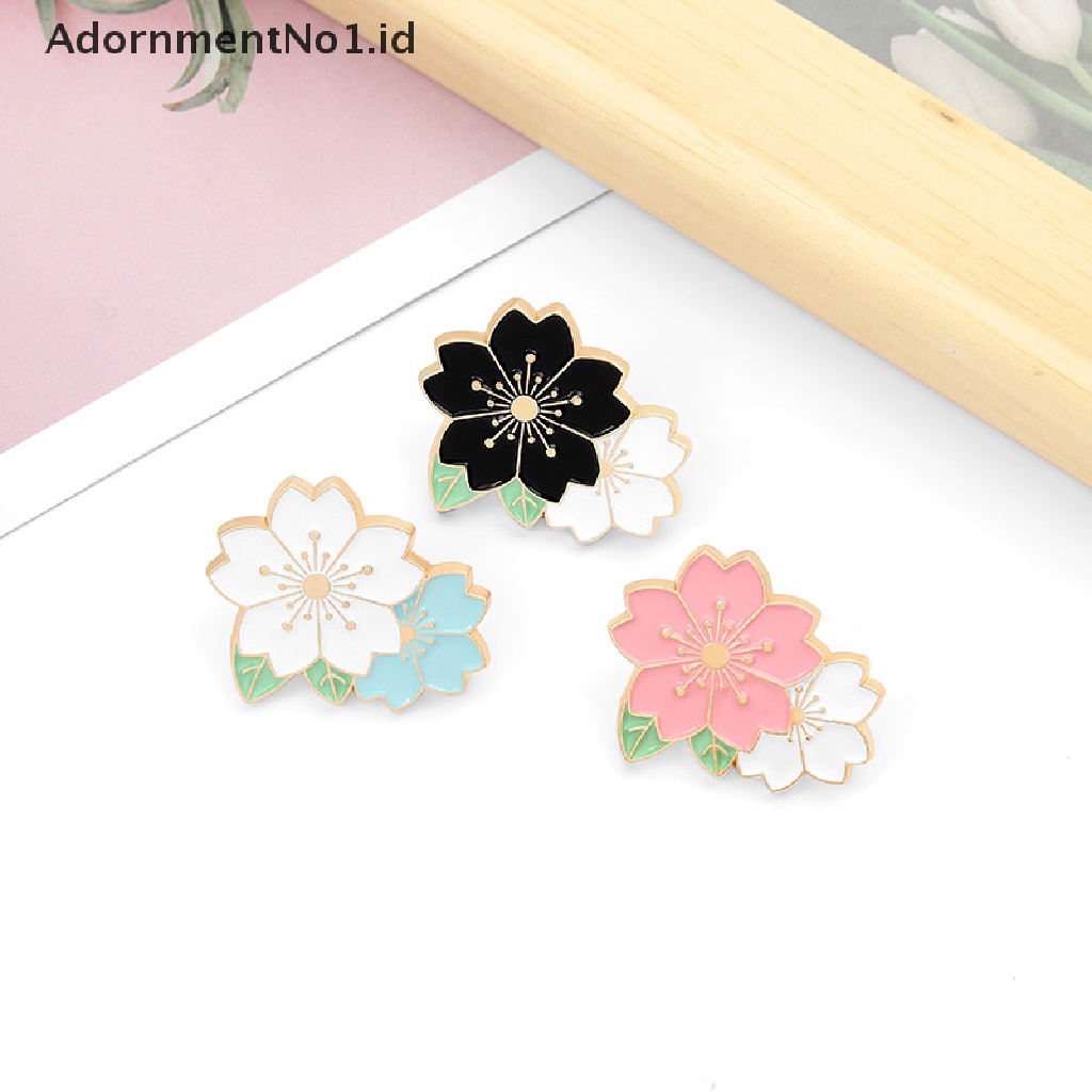 [AdornmentNo1] Sakura Enamel Pin Pink Putih Cherry Blossom Bros Tas Kerah Pin Kartun Bunga Lencana Perhiasan Hadiah Flower Pin [ID]