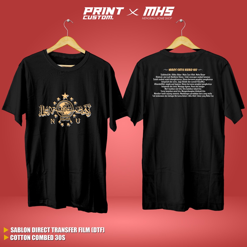 KAOS MARS SATU ABAD NU DEPAN BELAKANG 2 KAOS NU PRIA WANITA DEWASA DENGAN COTTON COMBED 30S PREMIUM