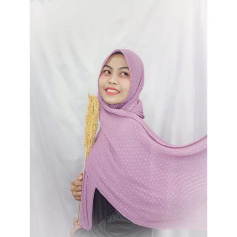 ELZATTA DAUKY HIJAB INSTAN PASHMINA PLEATS POLKA PASHMINA BAHAN RAYON KNIT ELZATTA JILBAB ELZATTA JI