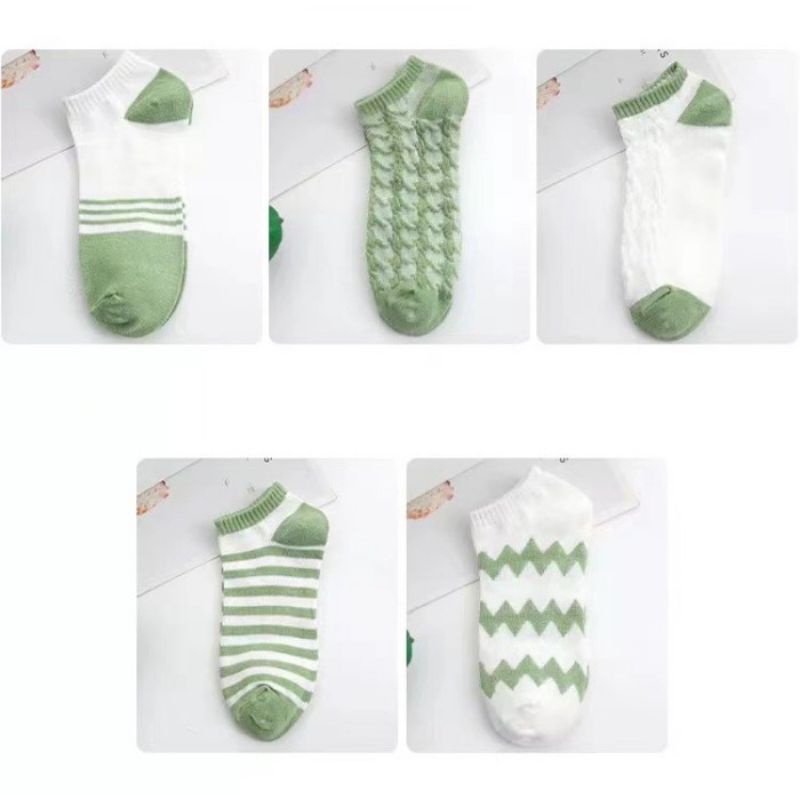 ZAYKA==Kaos Kaki Motif Rajut Lucu Terbaru Warna Matcha Bahan Nyaman &amp; Lembut Untuk Wanita