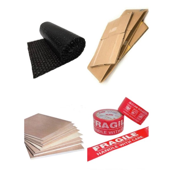 

Tambahan packing (Ekstra Bubble Wrape, sterfoam, kardus dan stiker fragile)