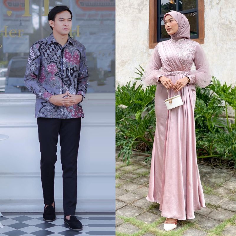 Maxi Couple Auliya Rose Series COUPLE GAMIS TULLE MUTIARA - GAMIS COUPLE KEKINIAN - DRESS KONDANGAN TERBARU - COUPLE GAMIS MUSLIM KOMBINASI BROKAT