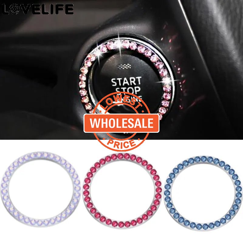 [Harga Grosir] Kunci Lgnisi Mobil Lingkaran Stiker Auto Engine Start Stop Tombol Dekor Ring Trim Mobil SUV Bling Decals One-button Start Diamond-studded Dekor Ring Untuk BMW 3seri