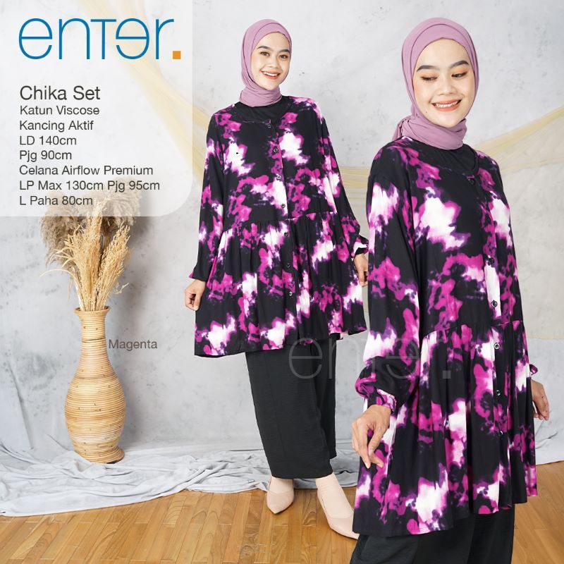 Atasan Wanita LD 140 148 XXXXL Grania Chika Ori Enter Super Jumbo Blouse Extra Big Size Polycotton Katun Viscose Jatuh Adem Busui Full Kancing Baju Pakaian Busana Fashion Muslim Kekinian Modern Terbaru Murah Simple Polos Motif Tyka Hijab