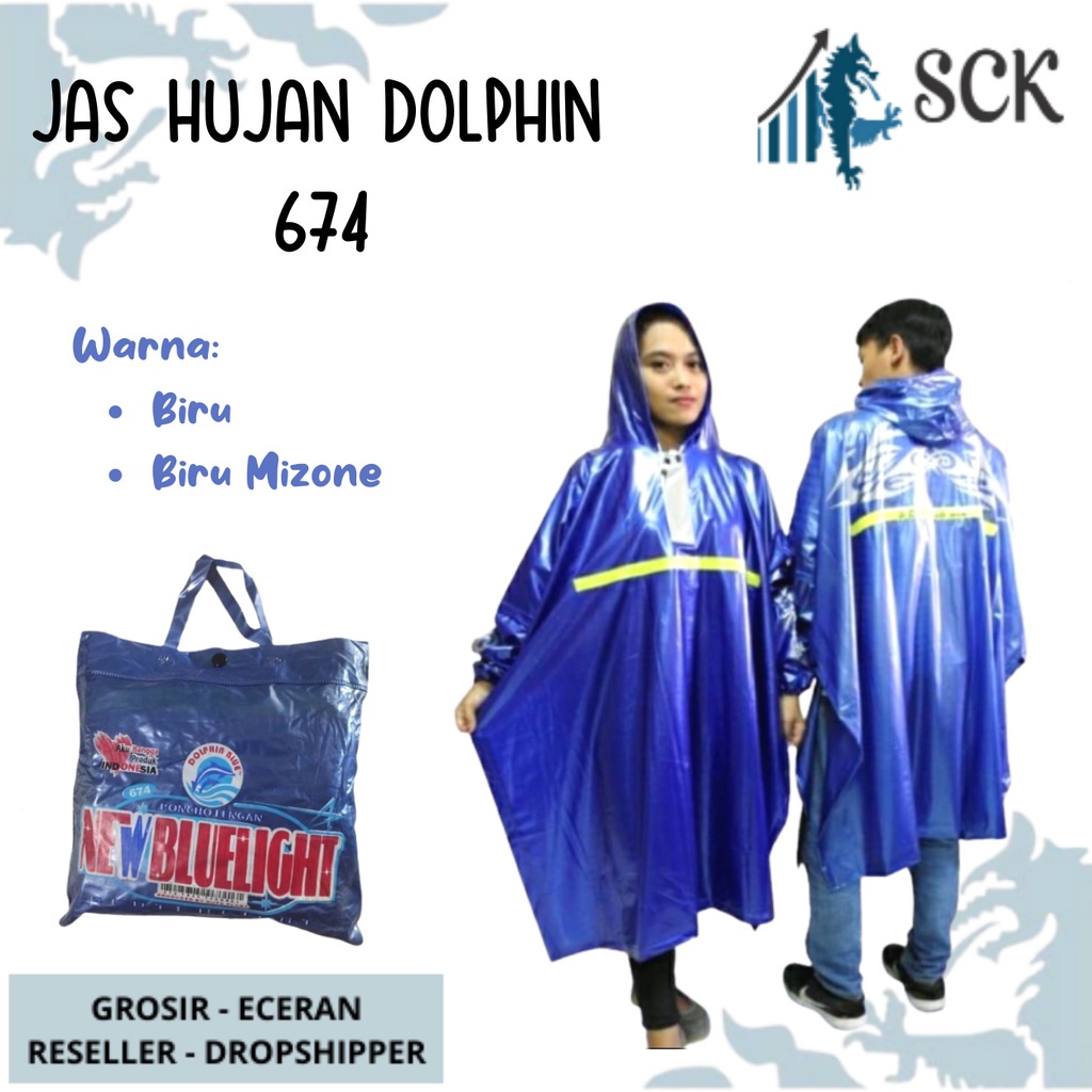 Jas Hujan DOLPHIN 674 PVC Dewasa / Jas Hujan Ponco Musim Hujan / Mantol Hujan - sckmenwear GROSIR