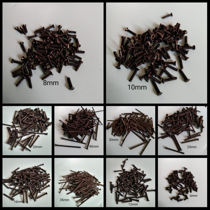 Terlaris ✨ -BAUT 2MM HITAM KEPALA RATA / BAUT GEPENG M2/SCREW M2(100pcs) - Hitam, 6mm- 2.2.23