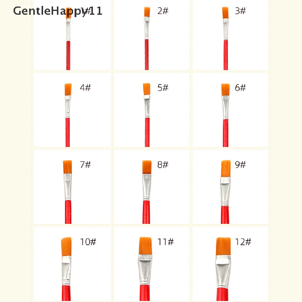 Gentlehappy 1/6 /12pcs Batang Merah Kuas Cat Minyak Nylon Oil Brush Red Rod Gouache Watercolor Row Flat Line Pen Head Paint Industrial Paint Brush Paing Watercolor Brush Artis Art Suppl