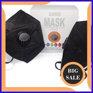 suku cadang Masker KN95 medis plus respirator ALKINDO ORIGINAL mask isi 10pcs Hitam 1F3B23