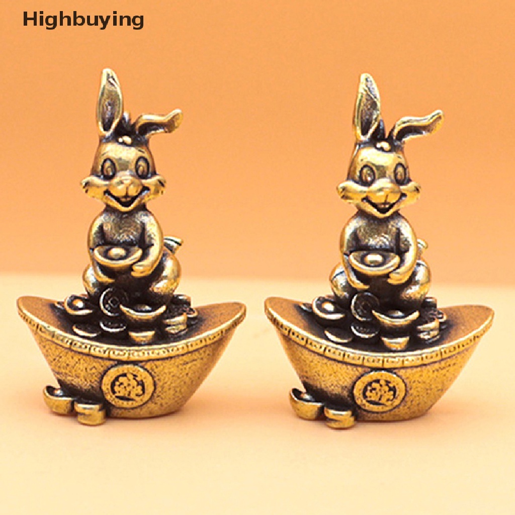 Hbid Patung Kelinci Zodiak Kuningan Cina Desktop Ornamen Kecil Lucky Rabbit Gantungan Kunci Liontin Patung Dekorasi Kerajinan Aksesoris Glory
