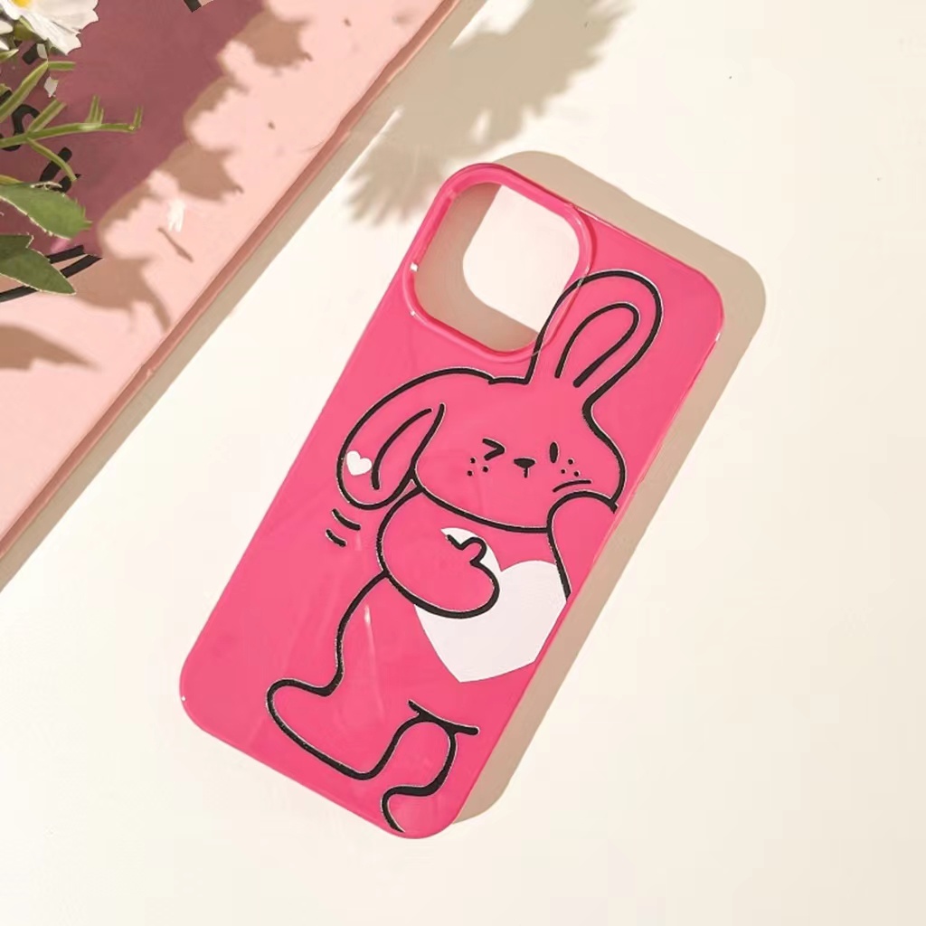 IPHONE Ins Pola Kelinci Cocok Untuk Iphone14 14pro 14plus 13 13mini 13pro 13prm iPhone12 7Plus 8Plus Xr XS 13 12mini Pro Max TPU Empat Sudut Casing Ponsel Tahan Guncangan