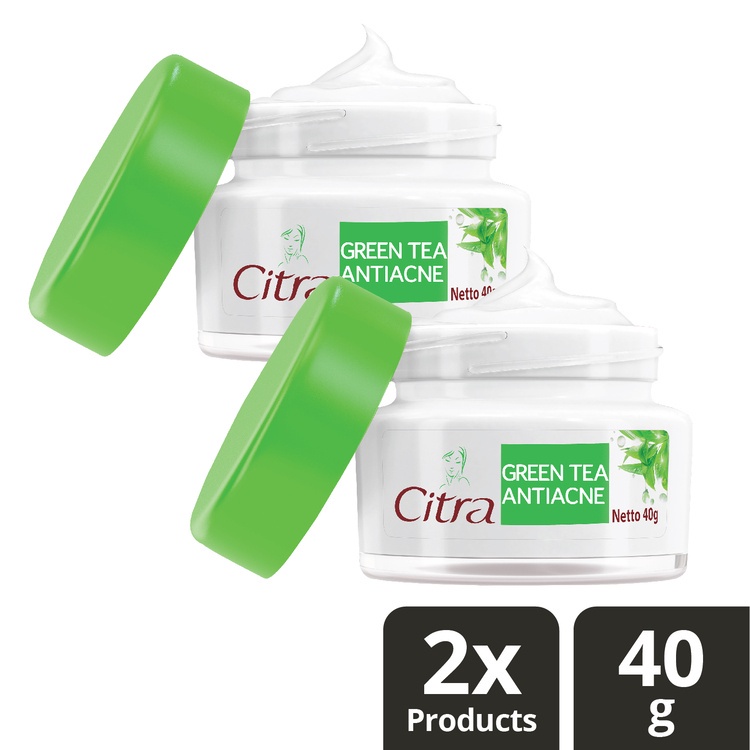 Citra Moisturizer Krim Wajah Pelembab Wajah - Anti Acne Green Tea 5X Spot Reduction 40g Twinpack