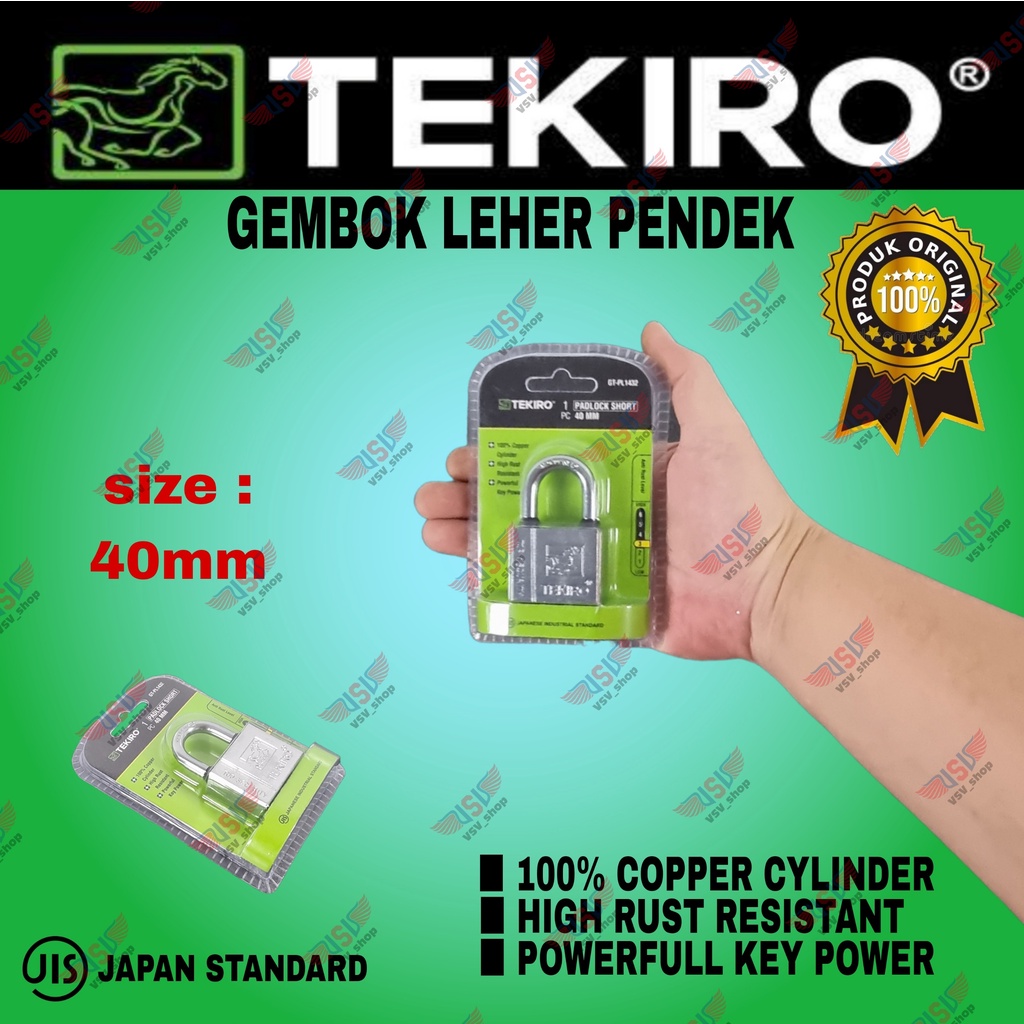 TEKIRO Gembok Leher Pendek 40mm Kunci Gembok Rumah Anti Maling Anti karat