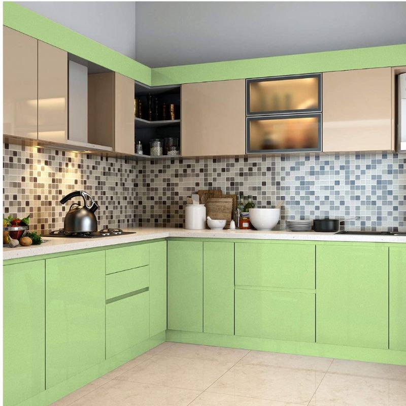 60CM X 5 METER wallpaper Sticker perabot GLOSSY HIJAU MUDA bling furniture murah wallpaper wallstike