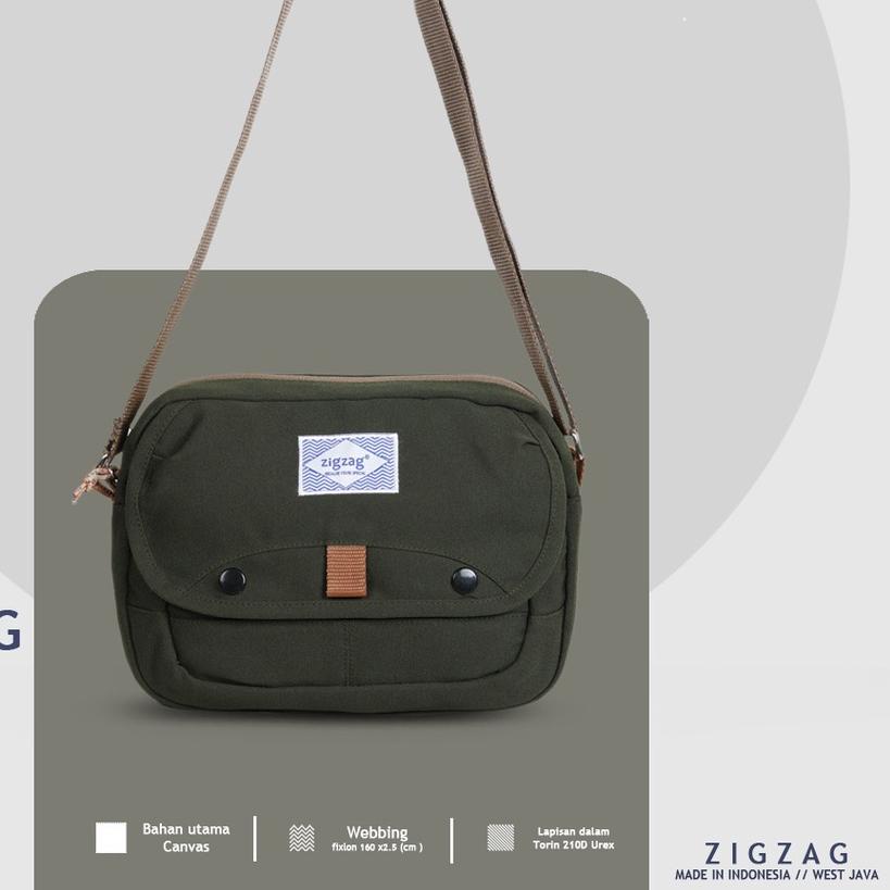 ➻ ZIGZAG Iris Green - Slingbag Pria / Tas Slempang Kanvas Premium ➷