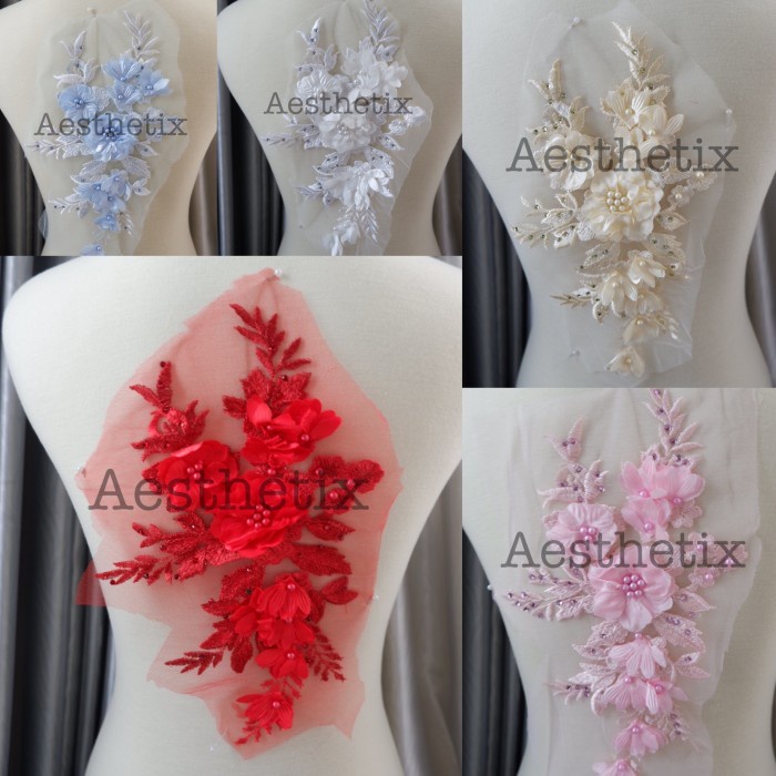 Terlaris Lace Bordir 3D Patch Bordir Bunga Embroidery Aplikasi Tempel Wy001