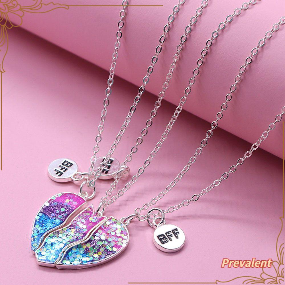 Preva Kalung Hati Perhiasan Aksesoris Mermaid Tail Rantai BFF Sequin Girl Pendant