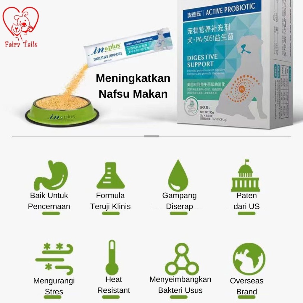 Probiotik Suplemen Bubuk Untuk Anjing Anabul Menyembuhkan Diare dan Konstipasi Ringan Untuk Kesehatan Pencernaan / Probiotic Supplement for Dog