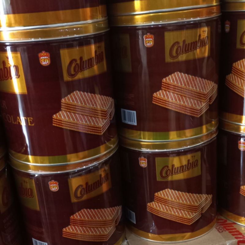 wafer columbia 300gr kemasan kaleng kue lebaran