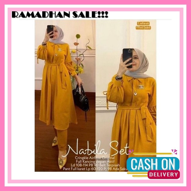 Ardina Set // Long Tunik //Setelan Crinkle//Setelan Cringkel Jumbo Ld 125//Setelan Rempel//One Set C