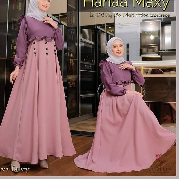 HOT SALE Baju Gamis Wanita Fashion Tearu Hanaa Maxi Dress Cantik Busui Best Seller Wanita Muslimah E