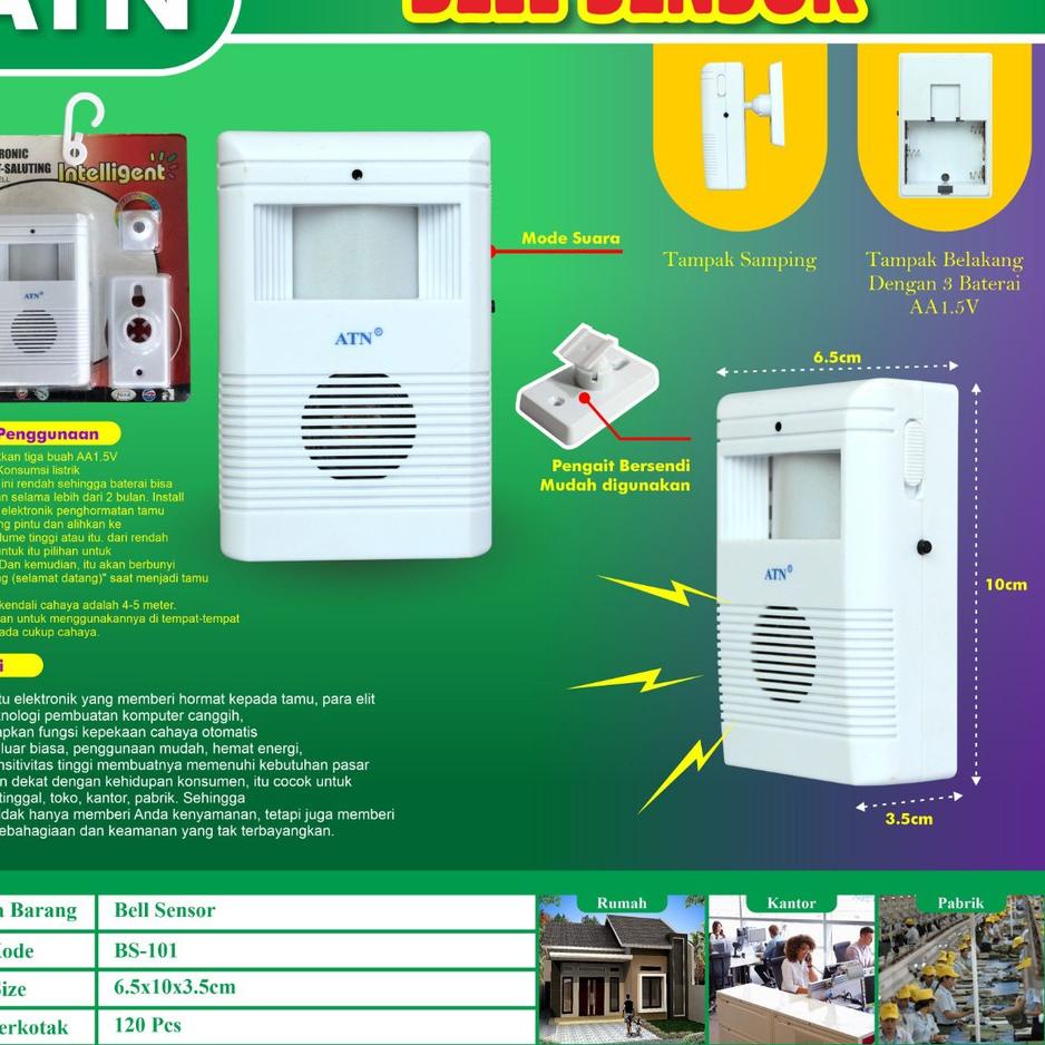 ➨ Bel pintu rumah sensor gerak bell alarm tamu welcome ATN ◄
