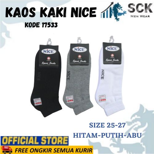 Kaos Kaki Pria NICE 17533-9 Tumit Polos / Kaos Kaki NICE 17533-9 / Invisible Socks