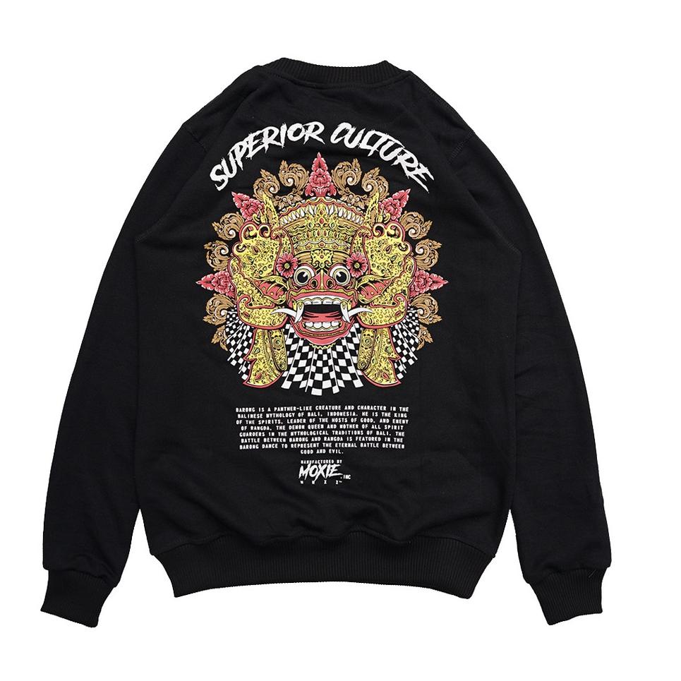 HARGA SPESIAL Moxie Crewneck Barong Uni Bahan Fleece - Black