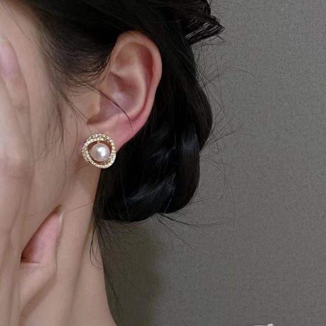 IFYOU Anting Tusuk Emas Mutiara Mewah Untuk Wanita Kristal Spiral Earring Aksesoris Fashion Perhiasan