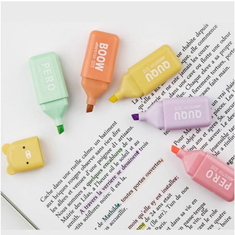 

6pcs / Set Stabilo / Highlighter Mini Bentuk Beruang Lucu