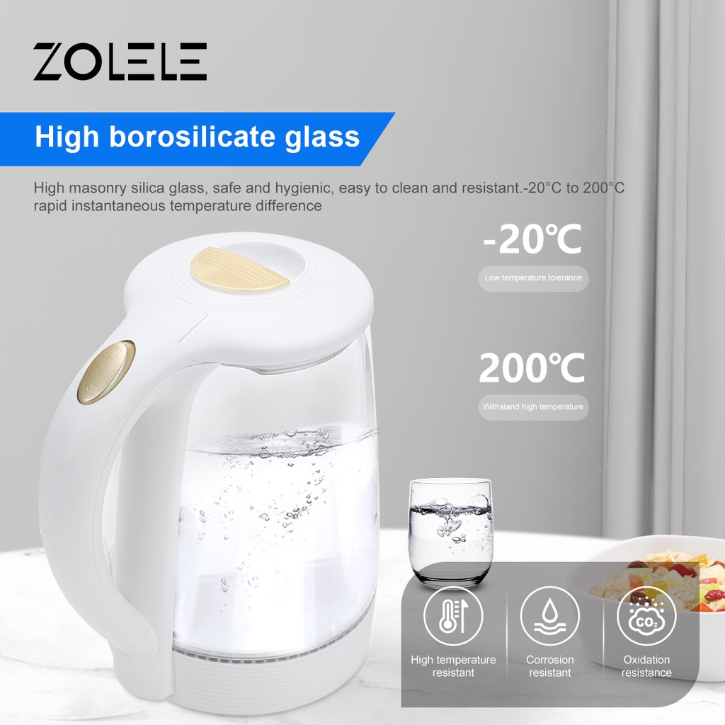 ZOLELE Kettle Listrik Daya Tinggi Anti Panas Isolasi Panas Kettle Listrik 2L ZH101