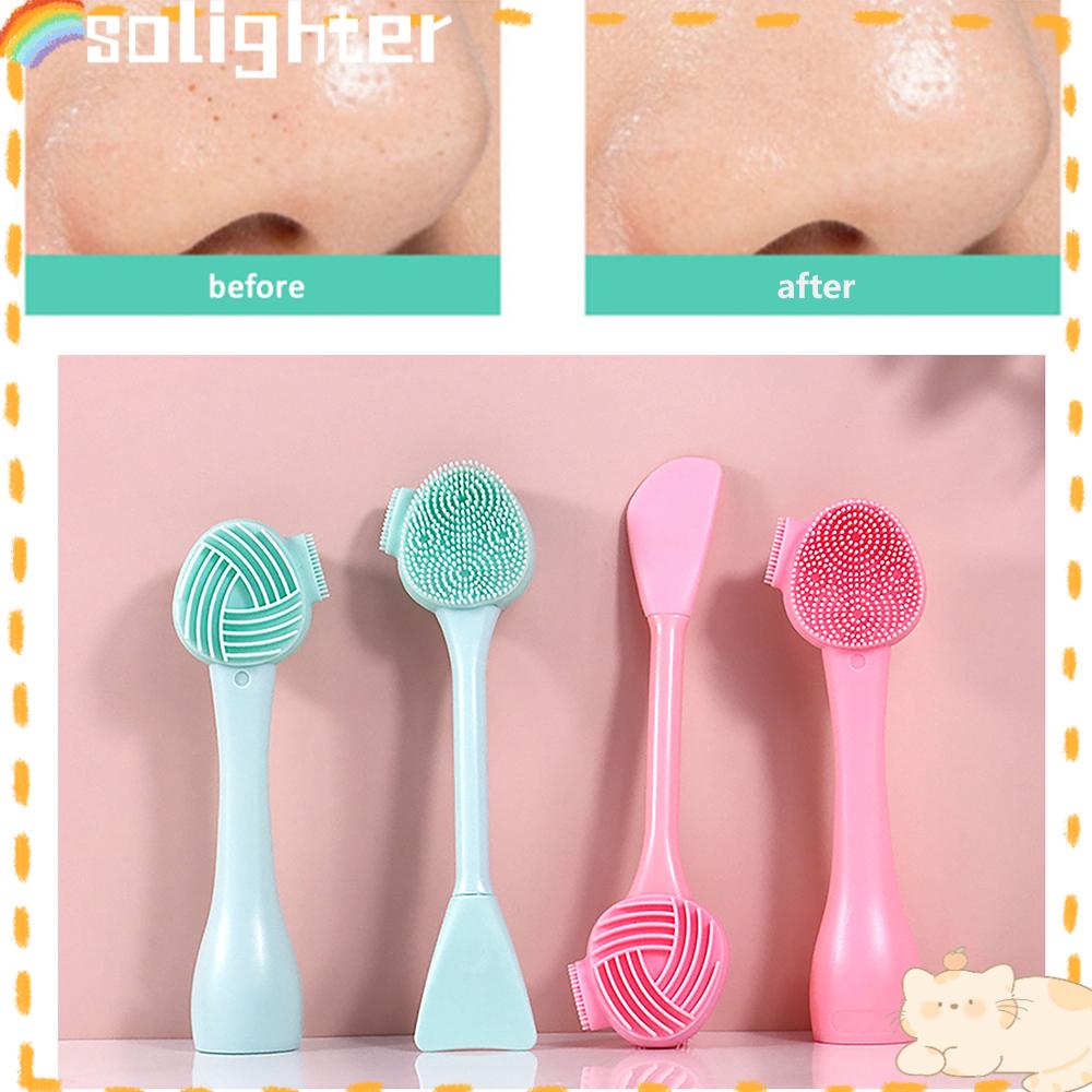 Solighter Sikat Pembersih Wajah Bahan Silikon Dua Sisi Multi Style