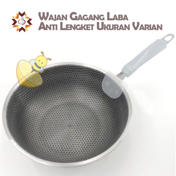 Wajan Gagang Panci Wok HoneyComb 34 cm Anti Lengket