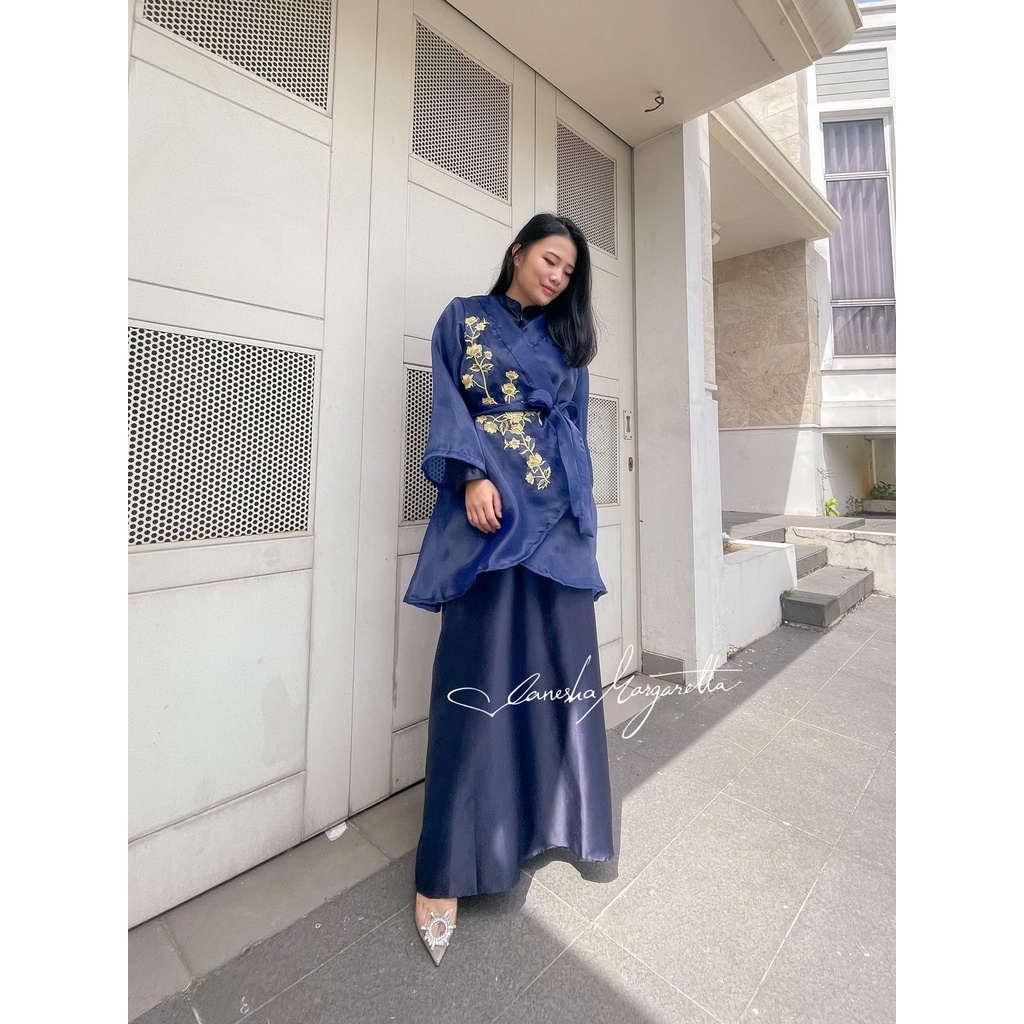 Vanesha Margaretta - 703 Dress pesta outer kimono organza - dress busui - fashion wanita