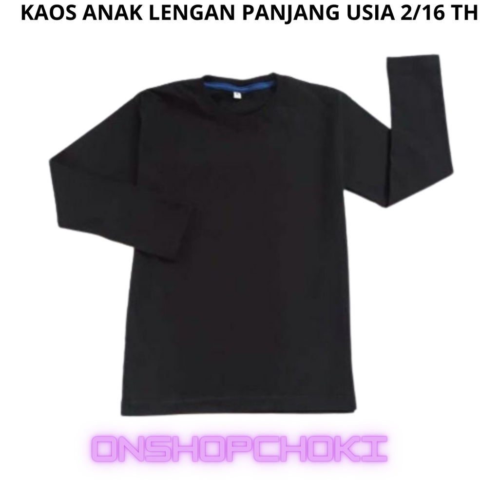 Kaos Polos Lengan Panjang Anak Ideal Usia 2-16th Cotton Combed