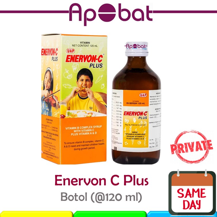 - ApObat - Enervon-C SIRUP PLUS 120 ml Multivitamin Anak Vitamin C B Complex Daya Tahan Tubuh Cair B