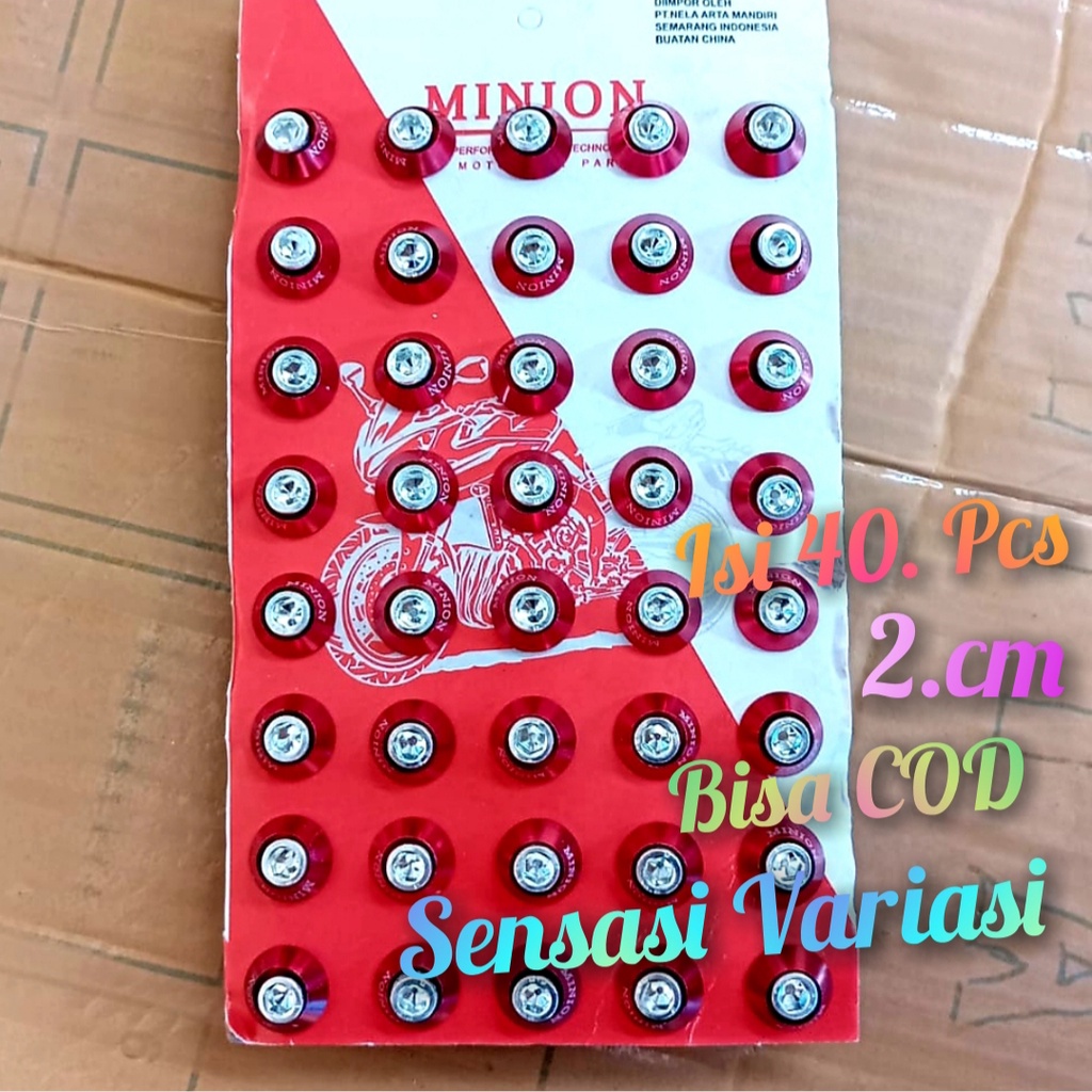 Baut L Monel Merah kerucut plat nomor L10-6 isi 40 pcs, 20 pcs, 10 pcs. Motor Vario Mio Nmax Supra J