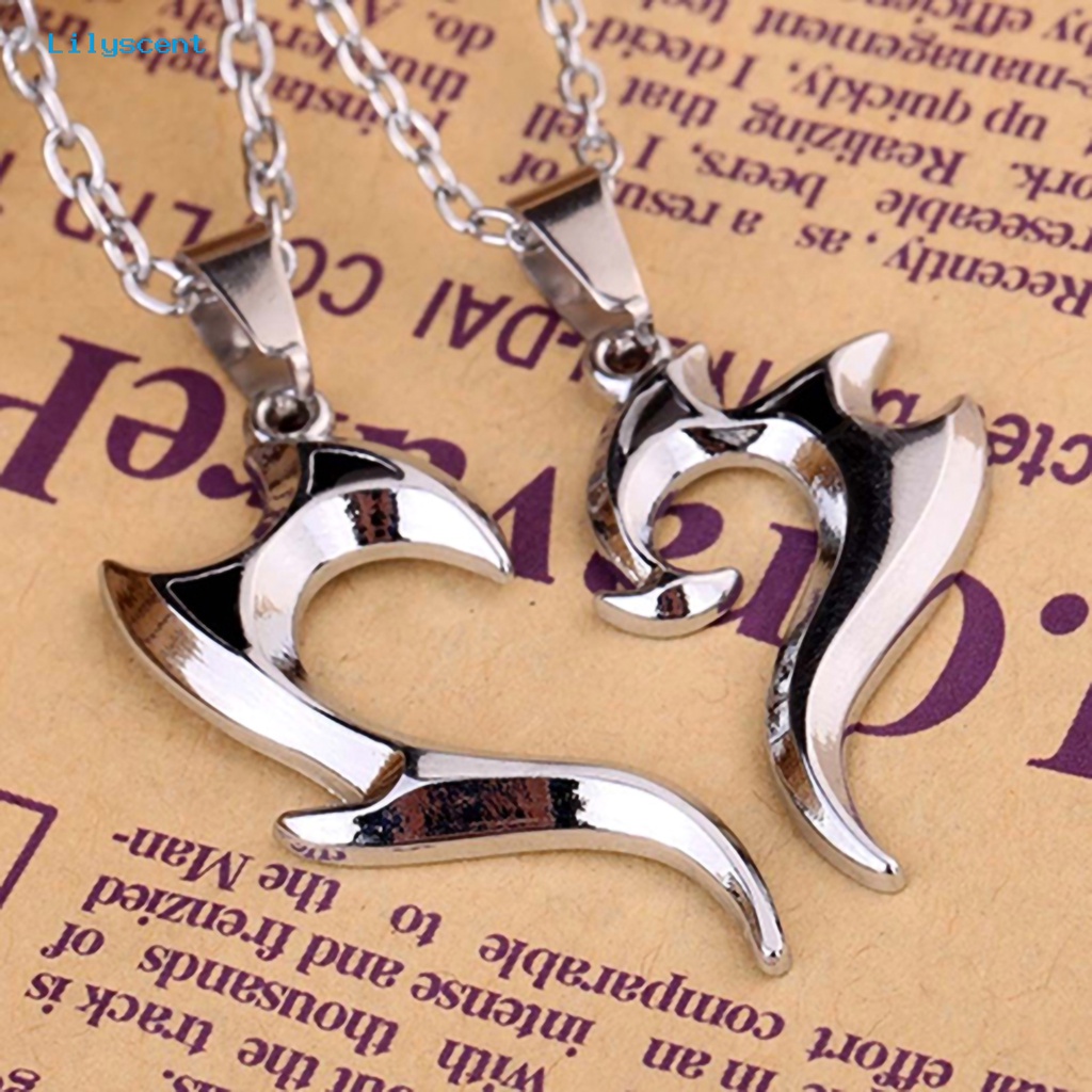 [LS] 1pasang Kalung Pasangan Liontin Bentuk Hati Fashionable Unisex Lover Matching Necklace Jewelry Untuk Pesta