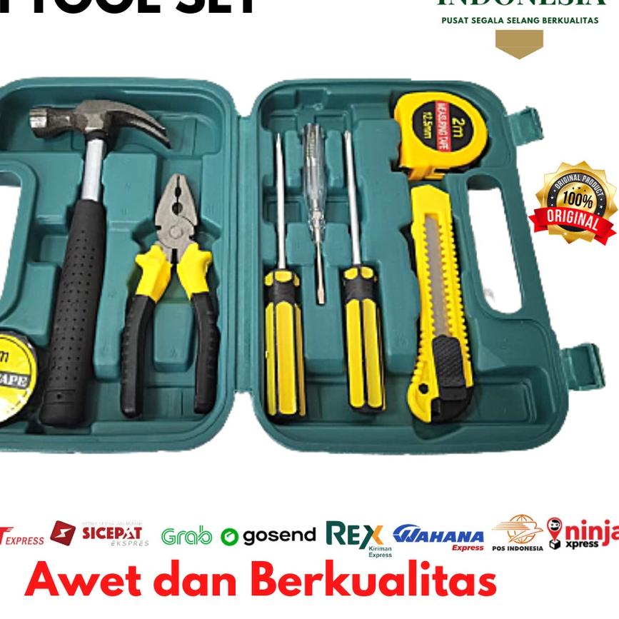 ✦ Toolkit Set Perkakas Tukang Alat Tukang 9in1 Tool Set Alat Pertukangan ❋