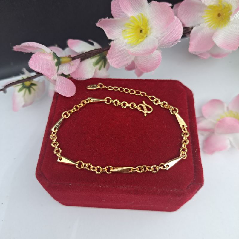 Gelang Wanita dewasa rantai padi sambung Terbaru yaxiya lapis emas anti karat COD